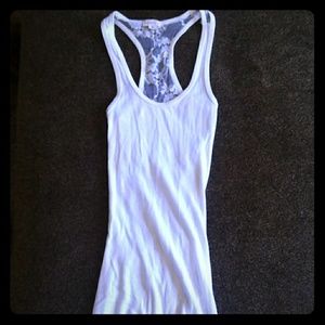White lace racer back tank top